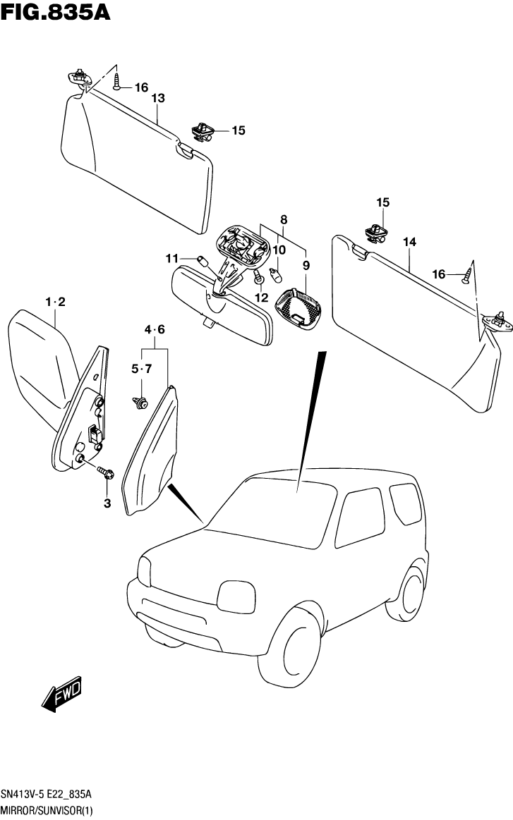 Mirror Sunvisor - LHD