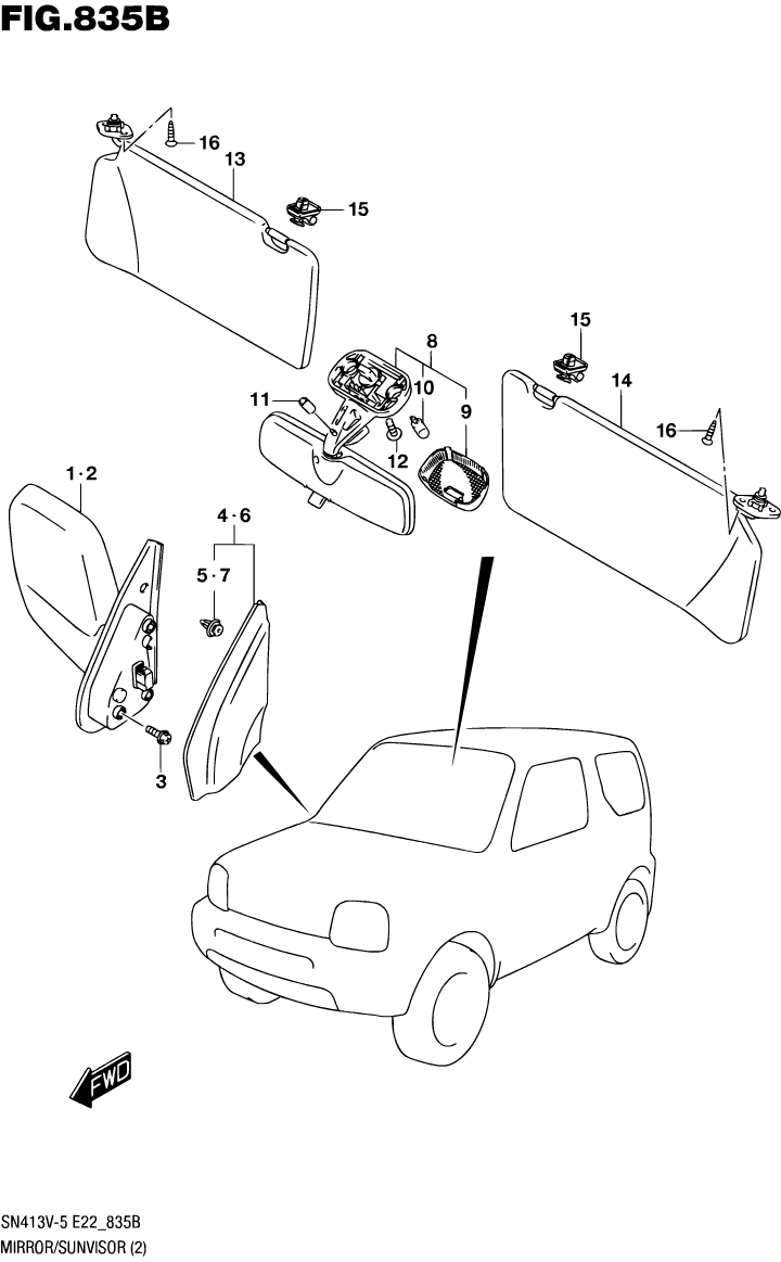 Mirror Sunvisor - RHD